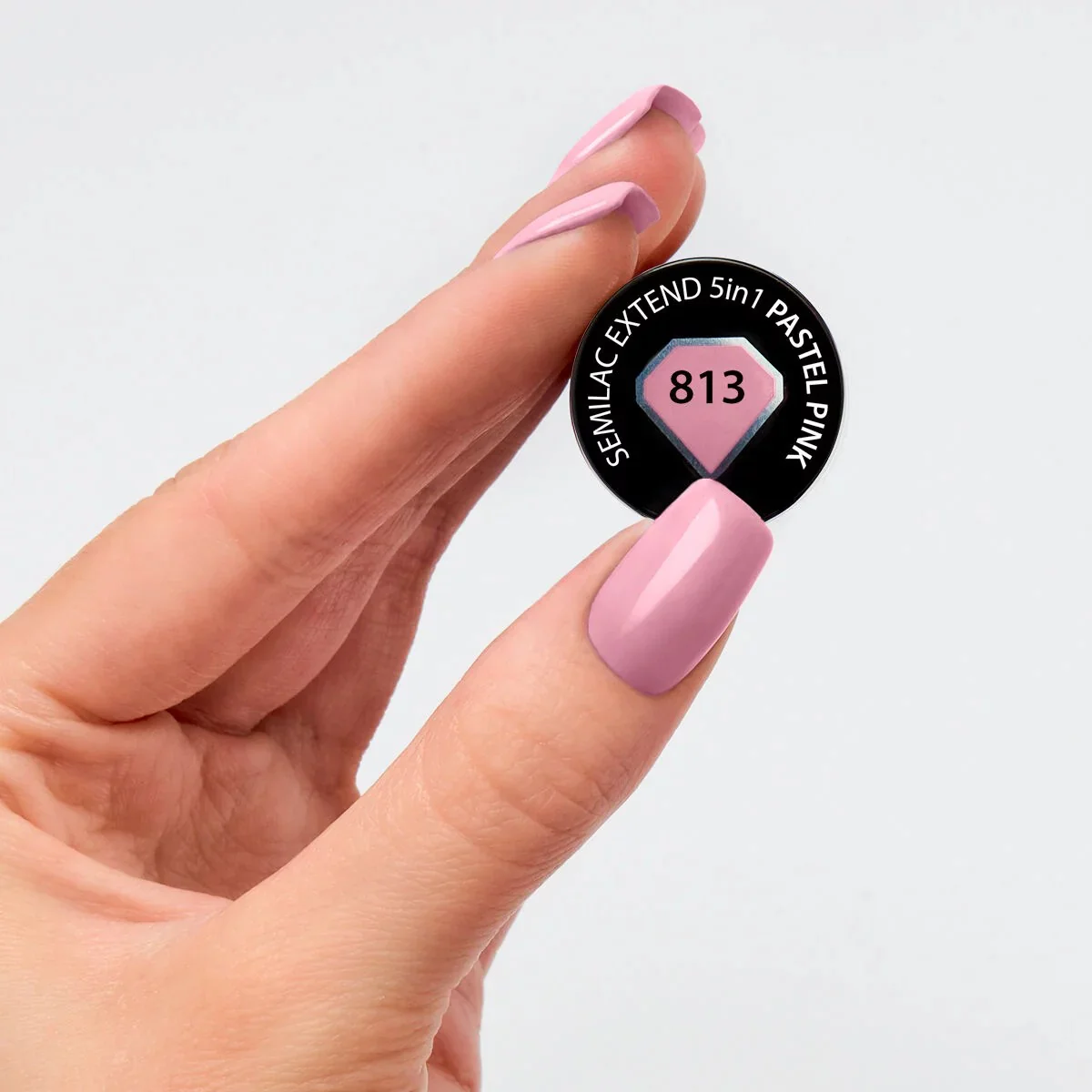 813 Pastel Pink Extend 5in1 BASE - Semilac Soak Off Gel / Hybrid Nail Polish - Image 2