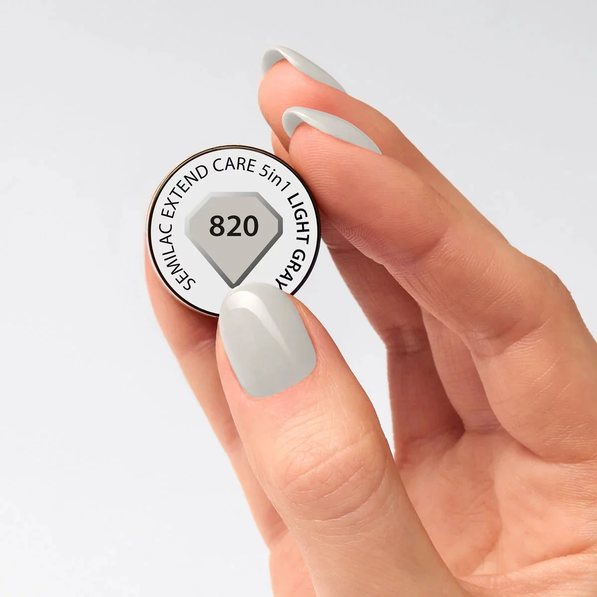 820 Light Grey Extend CARE 5in1 BASE - Semilac Soak Off Gel / Hybrid Nail Polish - Image 3