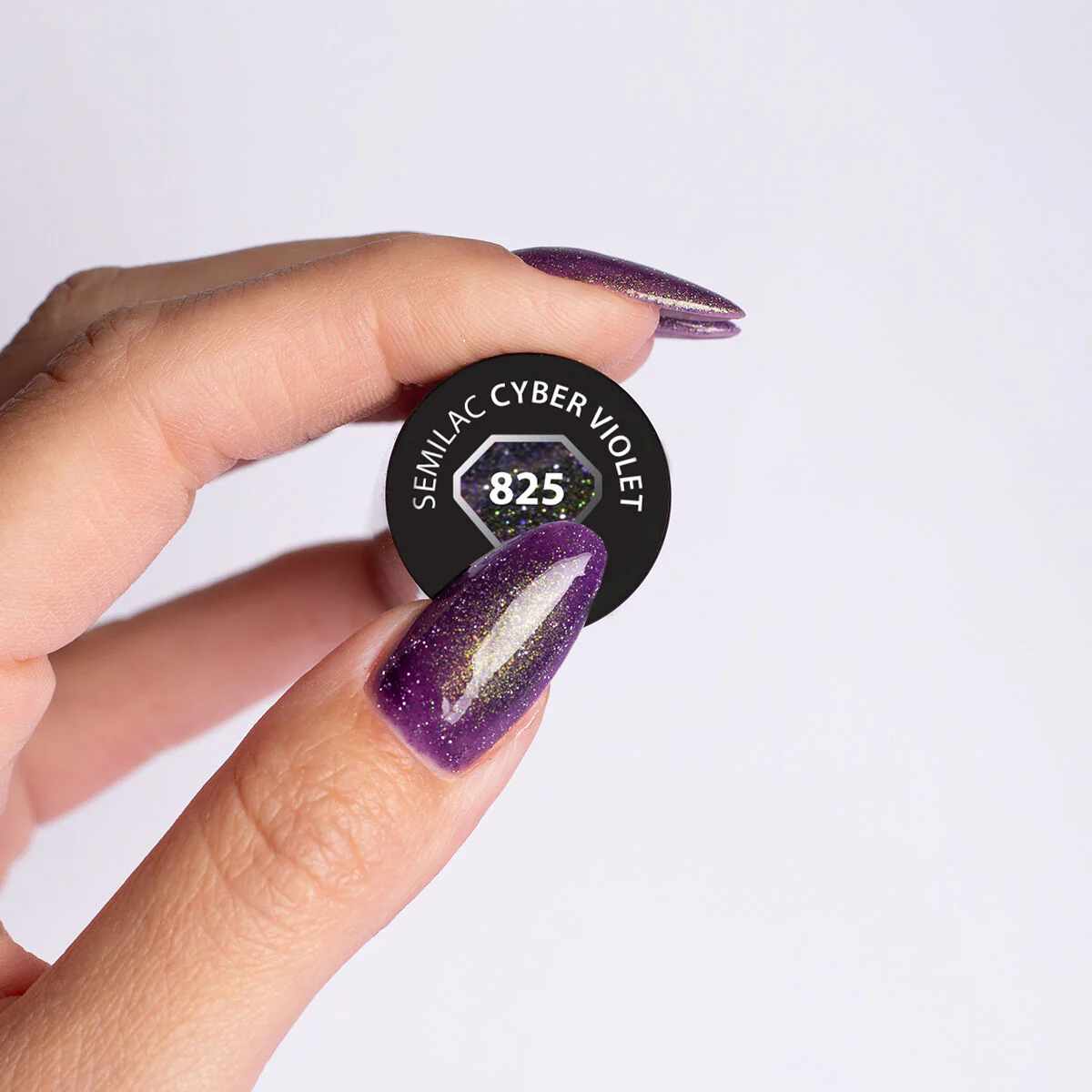 825 Cyber Violet - Semilac Soak Off Gel / Hybrid Nail Polish - Image 2