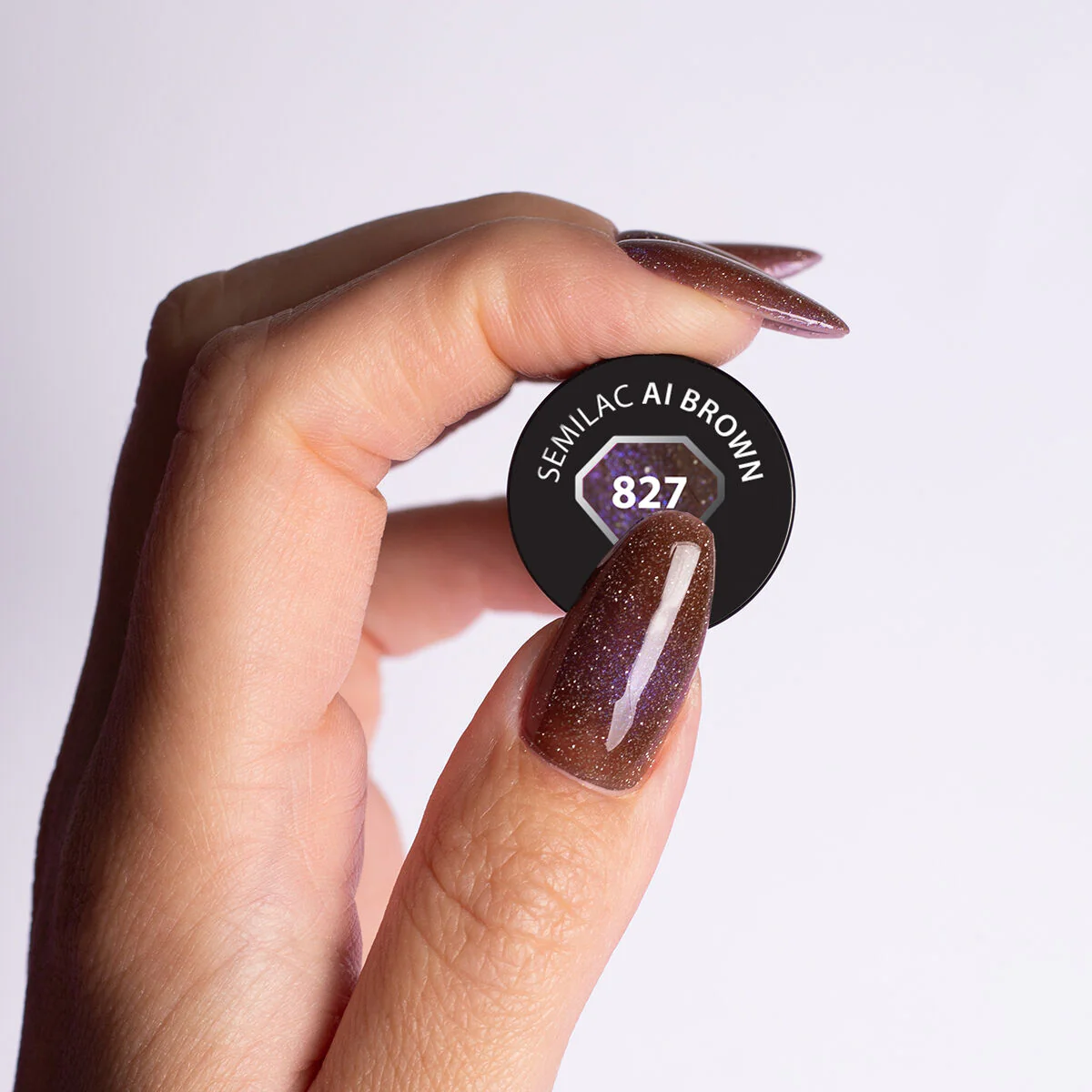 827 AI Brown - Semilac Soak Off Gel / Hybrid Nail Polish - Image 3