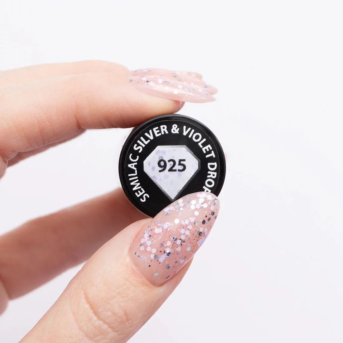925 Silver & Violet Drops - Semilac Soak Off Gel / Hybrid Nail Polish - Image 3