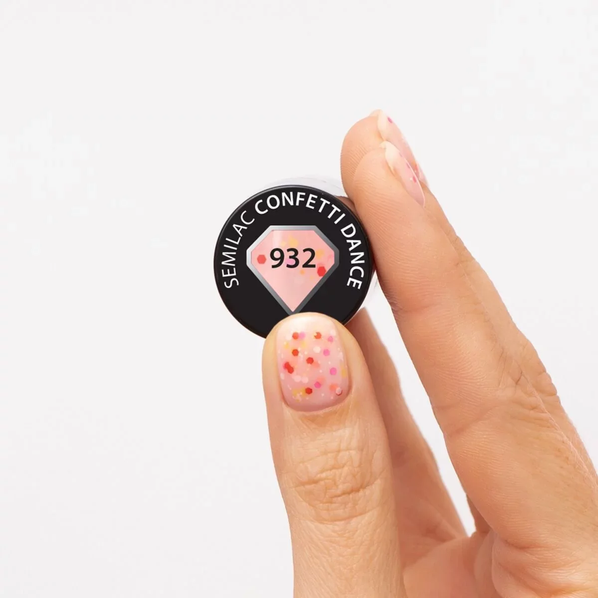 932 Confetti Dance - Semilac Soak Off Gel / Hybrid Nail Polish - Image 3