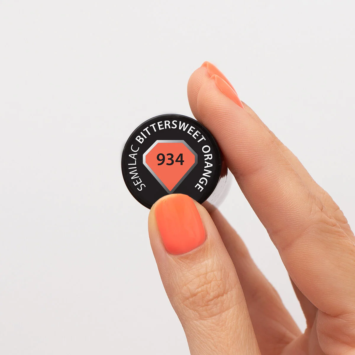 934 Bittersweet Orange - Semilac Soak Off Gel / Hybrid Nail Polish - Image 3