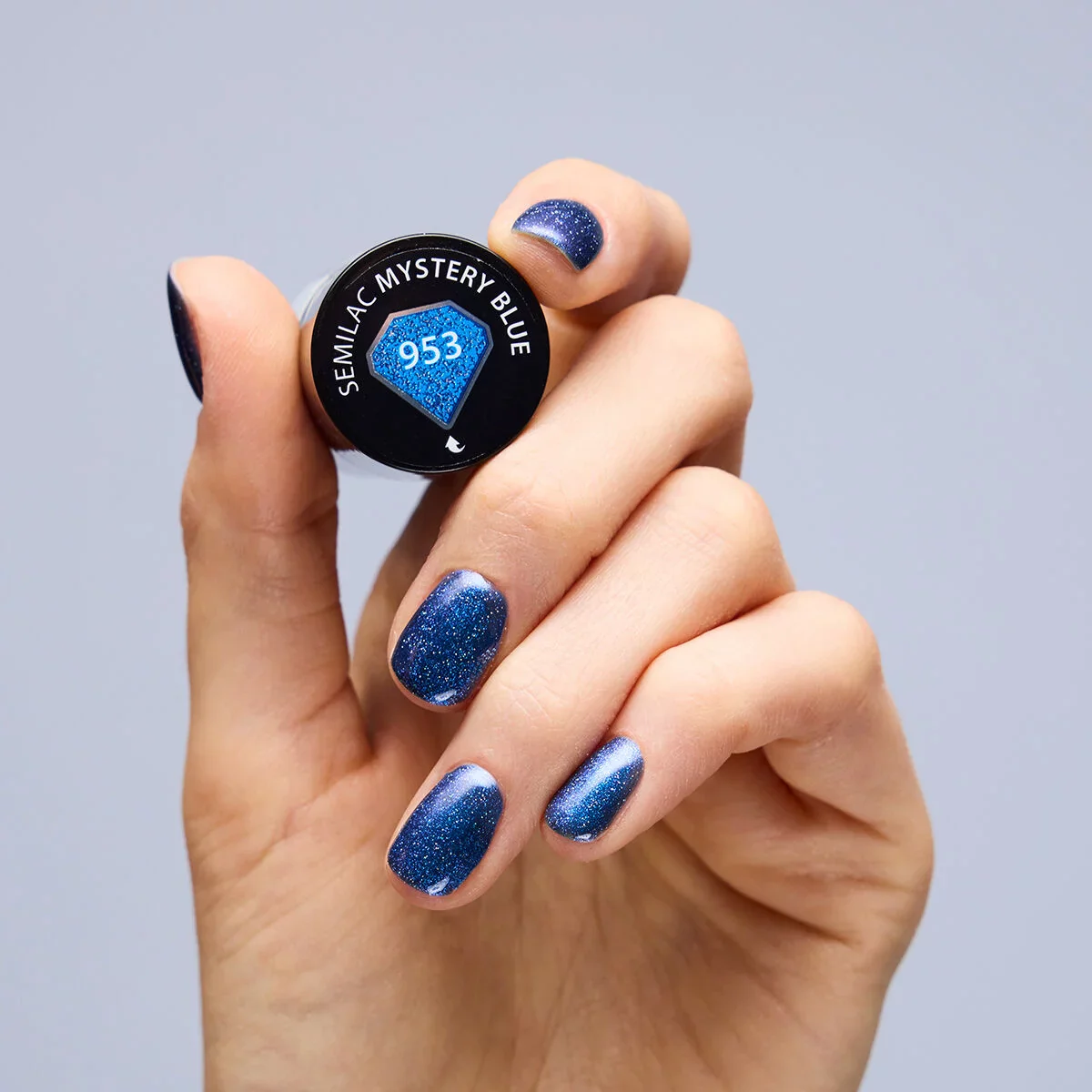 953 Mystery Blue - Semilac Soak Off Gel / Hybrid Nail Polish - Image 2