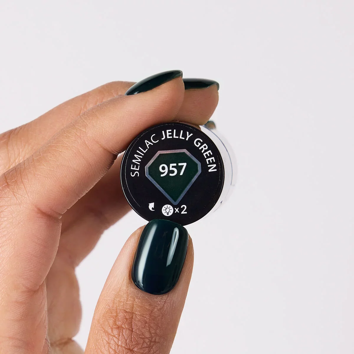 957 Jelly Green - Semilac Soak Off Gel / Hybrid Nail Polish - Image 2