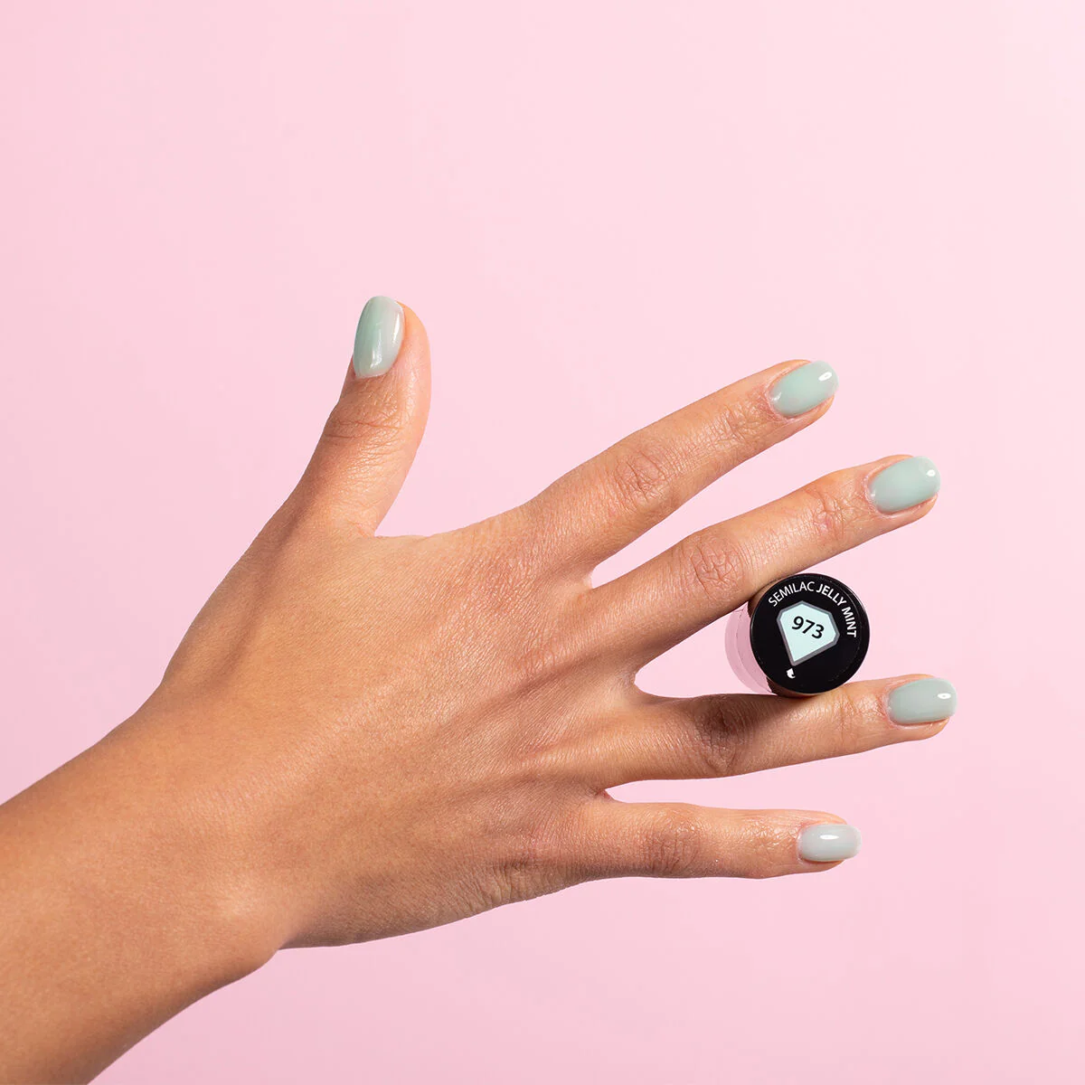 973 Jelly Mint - Semilac Soak Off Gel / Hybrid Nail Polish - Image 3