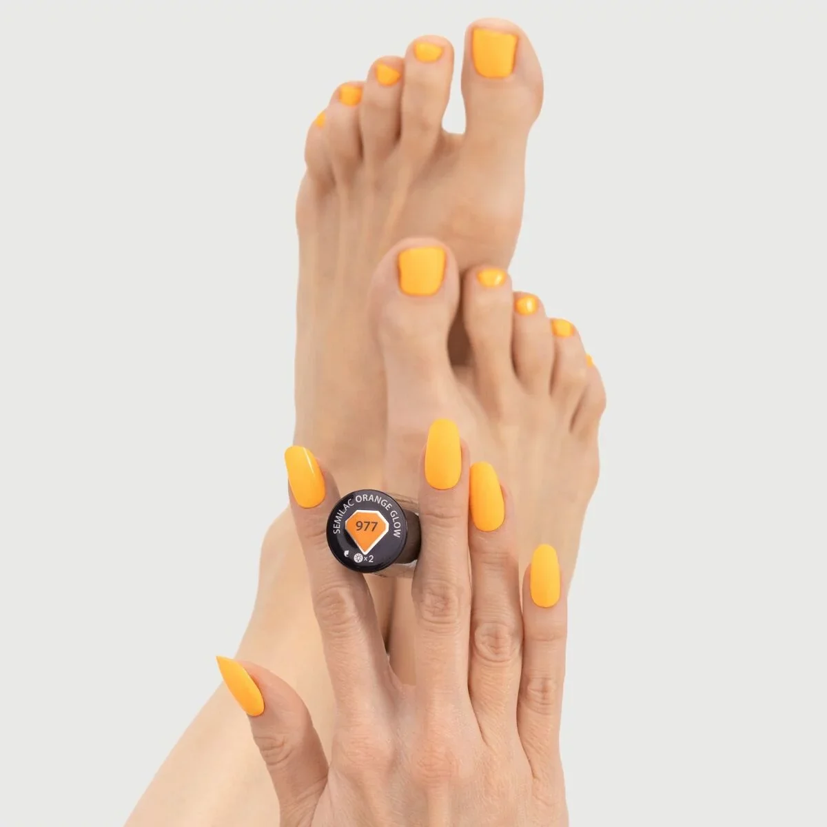 977 Orange Glow - Semilac Soak Off Gel / Hybrid Nail Polish - Image 4