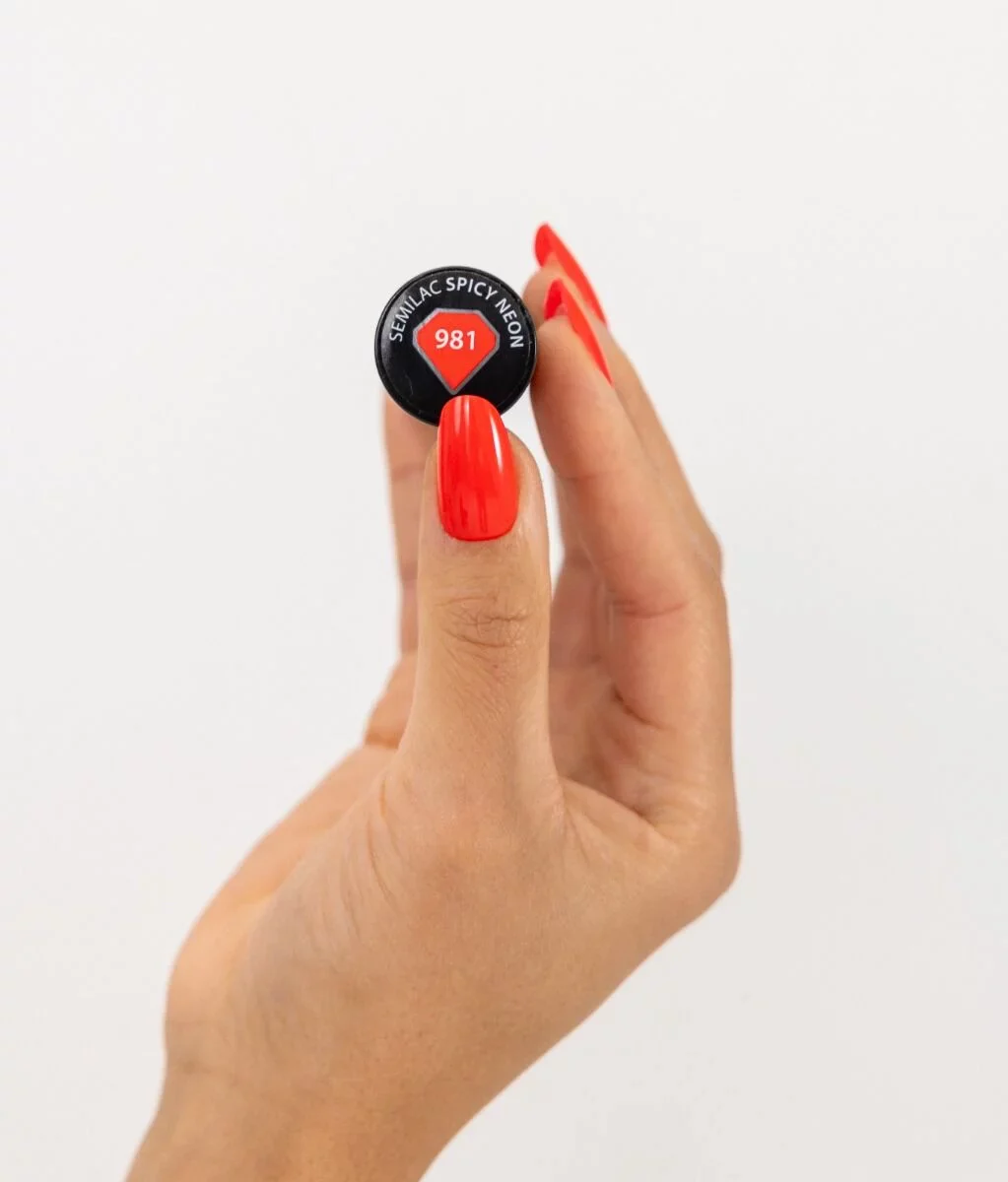 981 Spicy Neon - Semilac Soak Off Gel / Hybrid Nail Polish - Image 2
