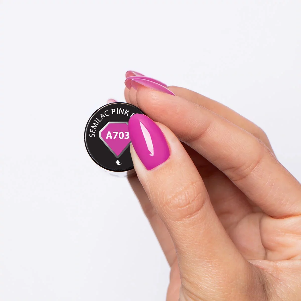 A703 Pink Power - Semilac Soak Off Gel / Hybrid Nail Polish - Image 3