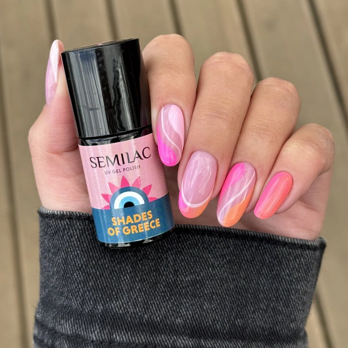 A708 Sunset Glow - Semilac Soak Off Gel / Hybrid Nail Polish - Image 3