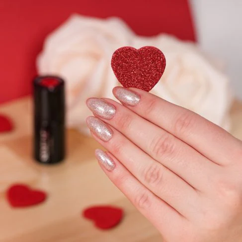 349 DELICATE VANILLA GLITTER - Semilac Soak Off Gel / Hybrid Nail Polish - Image 5