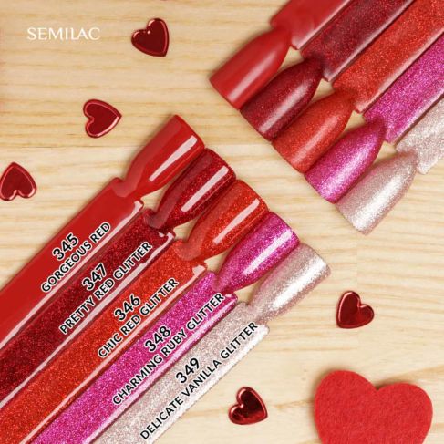 349 DELICATE VANILLA GLITTER - Semilac Soak Off Gel / Hybrid Nail Polish - Image 7