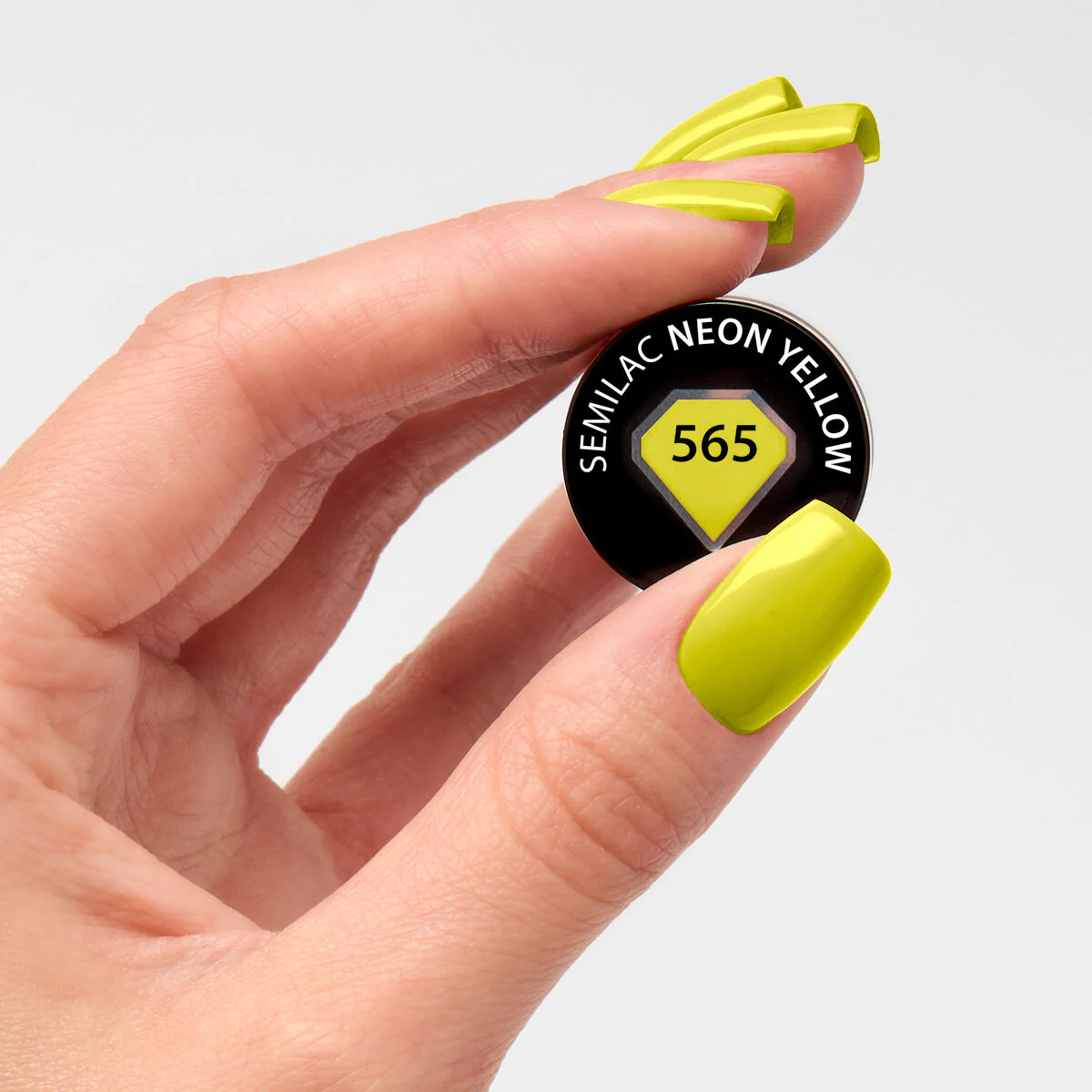565 NEON YELLOW Semilac Soak Off Gel / Hybrid Nail Polish - Image 3
