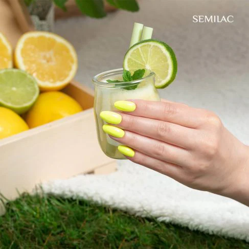 565 NEON YELLOW Semilac Soak Off Gel / Hybrid Nail Polish - Image 6