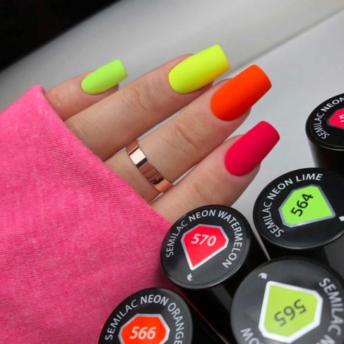 565 NEON YELLOW Semilac Soak Off Gel / Hybrid Nail Polish - Image 7