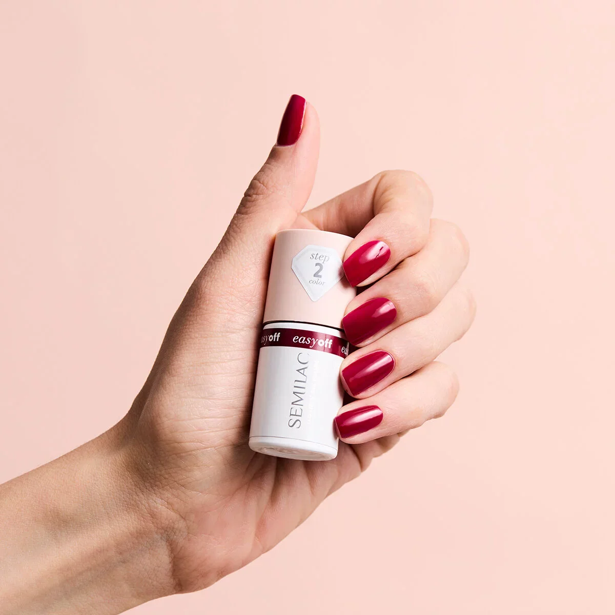 L19 EASY OFF Cherry Coke - Semilac Soak Off Gel / Hybrid Nail Polish - Image 3
