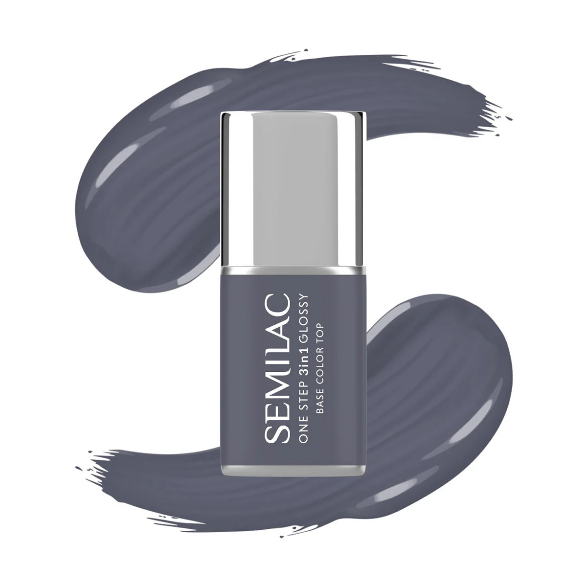 S185 Stone Grey - Semilac STEP ONE Hybrid 3IN1 Gel / Hybrid Nail Polish - Image 6