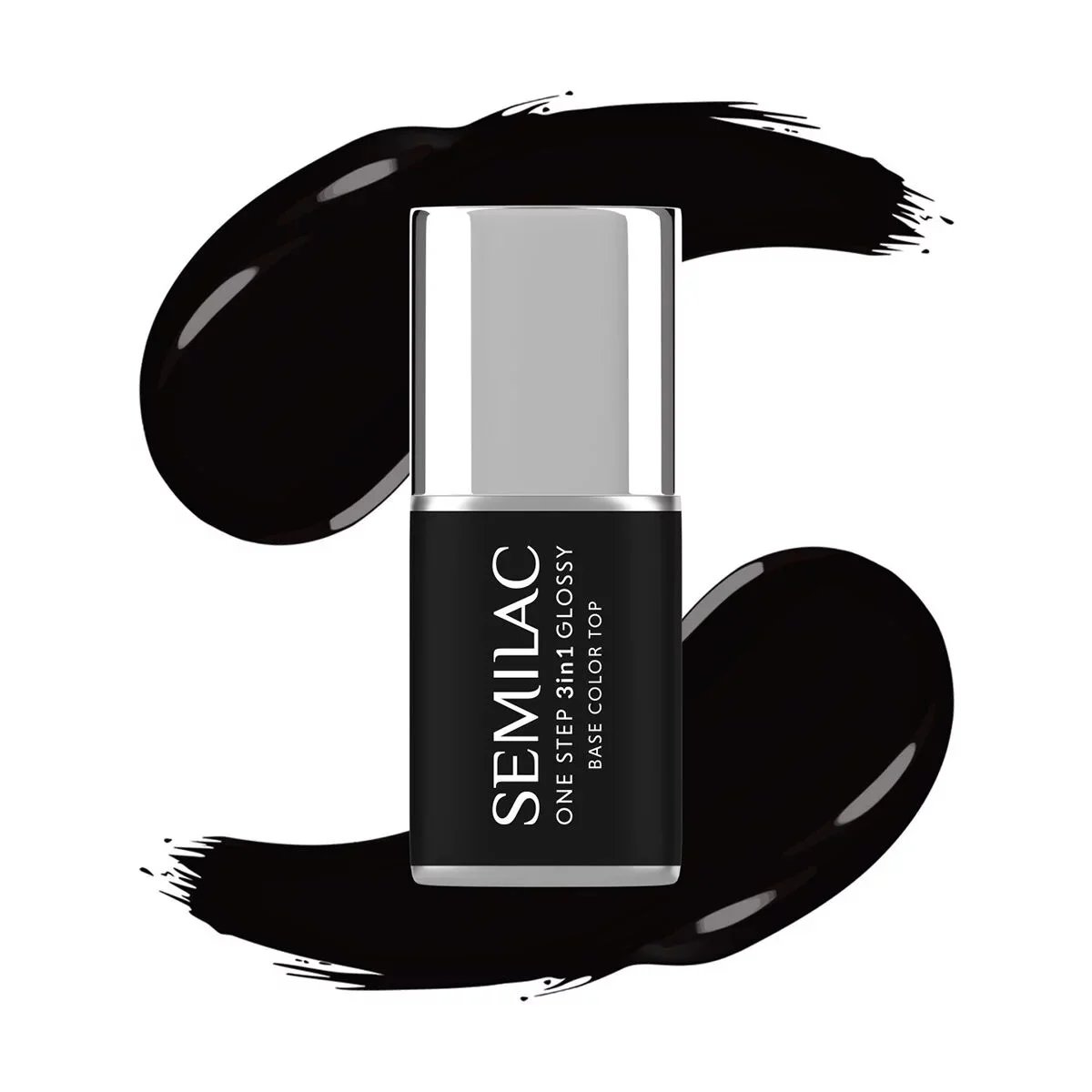 S190 The Black - Semilac STEP ONE Hybrid 3IN1 Gel / Hybrid Nail Polish - Image 2