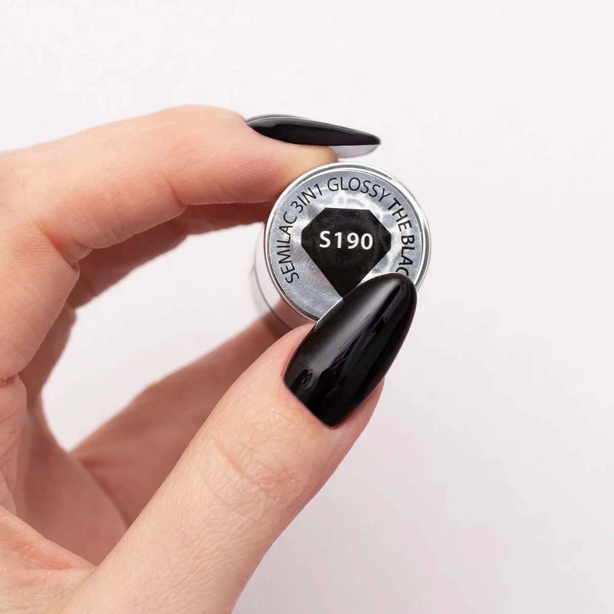 S190 The Black - Semilac STEP ONE Hybrid 3IN1 Gel / Hybrid Nail Polish - Image 3