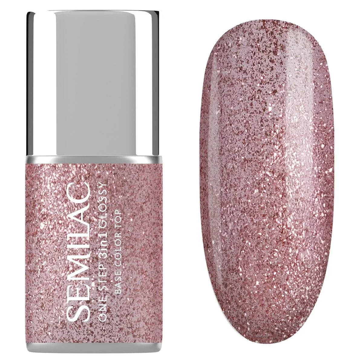 S250 Glitter Pink - Semilac STEP ONE Hybrid 3IN1 Gel / Hybrid Nail Polish