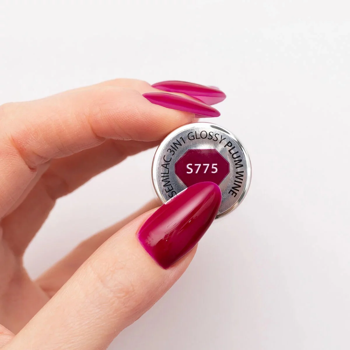 S775 Plum Wine - Semilac STEP ONE Hybrid 3IN1 Gel / Hybrid Nail Polish - Image 3