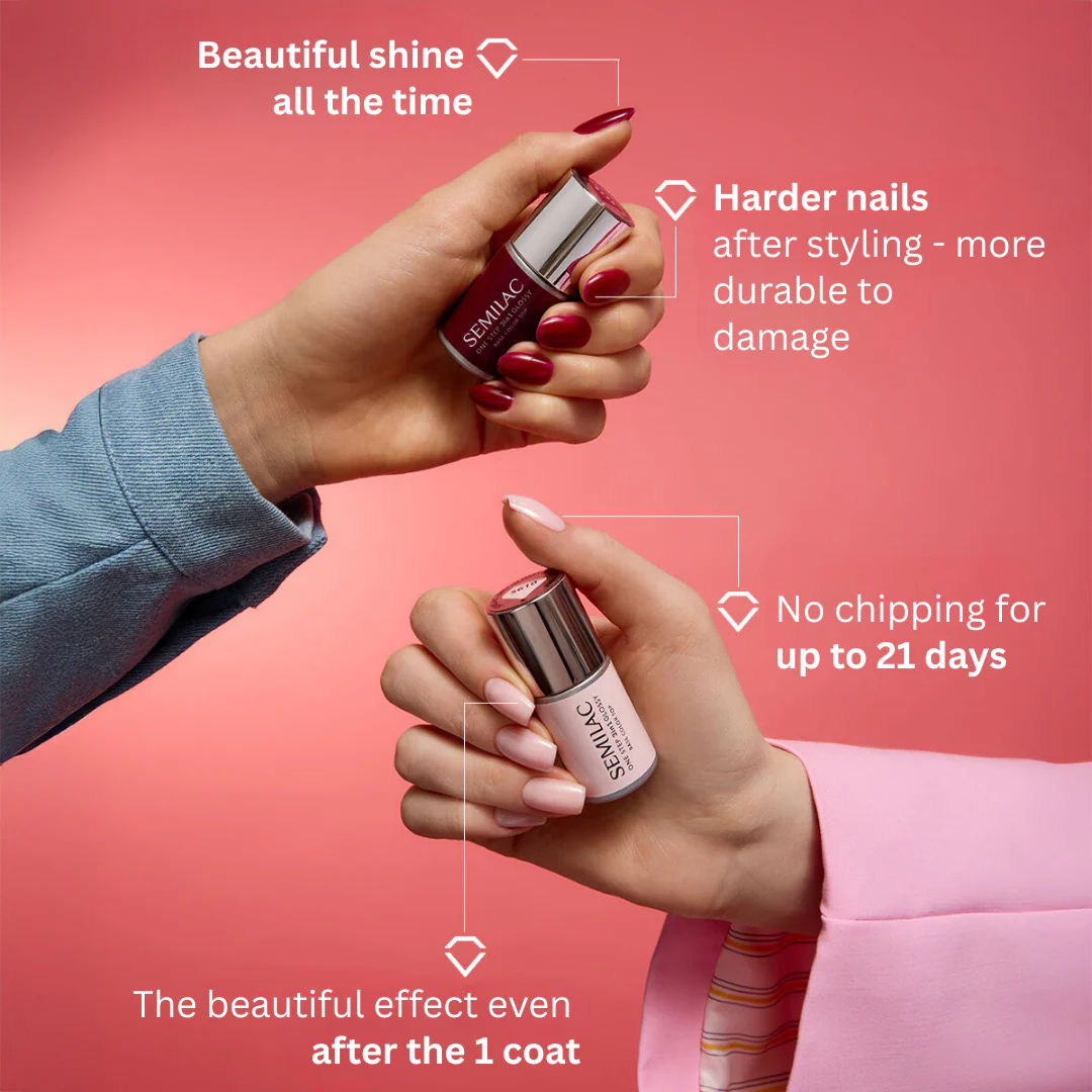 S450 Light Peach - Semilac STEP ONE Hybrid 3IN1 Gel / Hybrid Nail Polish - Image 5
