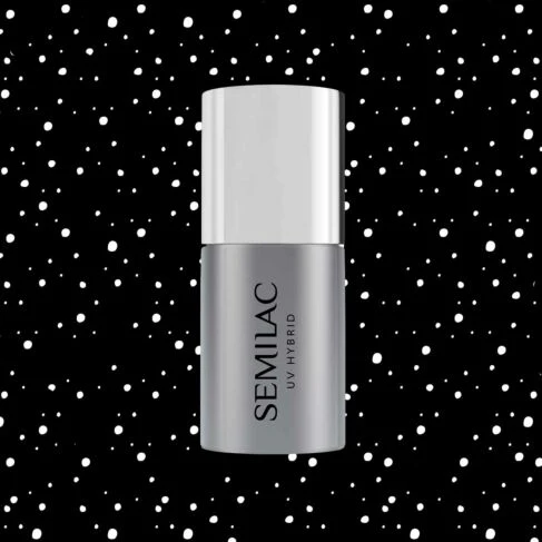 T19 TOP NO WIPE WHITE SPRINKLES Semilac -  Soak Off Gel / Hybrid Nail Polish - Image 3