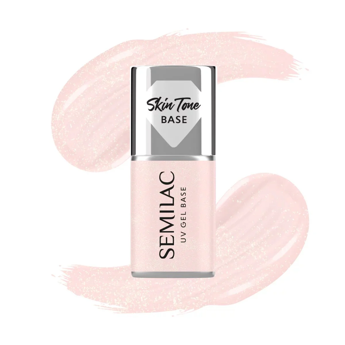 Skin Tone Cover BASE Glitter Rose - Semilac Soak Off Gel / Hybrid Nail Polish - Image 4