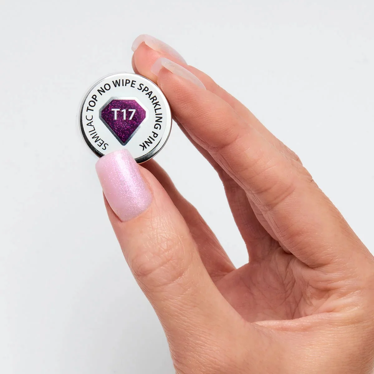 T17 Semilac Top No Wipe Sparkling Pink - Semilac Soak Off Gel / Hybrid Nail Polish - Image 2