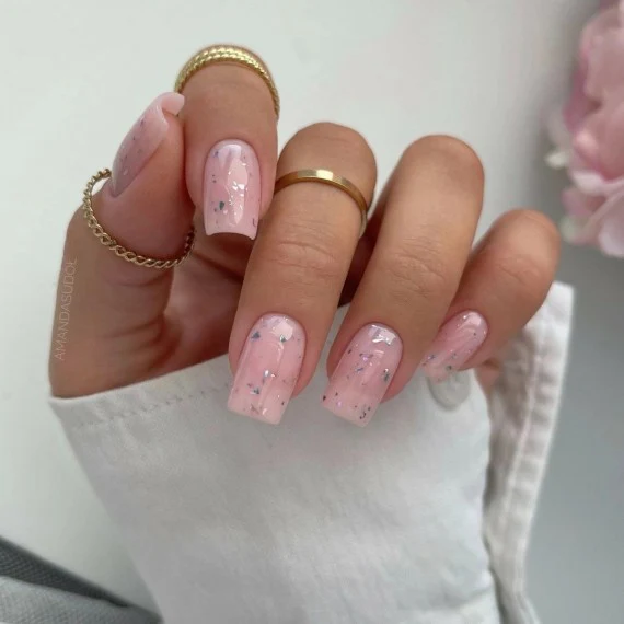 T22 FLOWER FLAKES Semilac Top No Wipe 7ml -  Soak Off Gel / Hybrid Nail Polish - Image 2