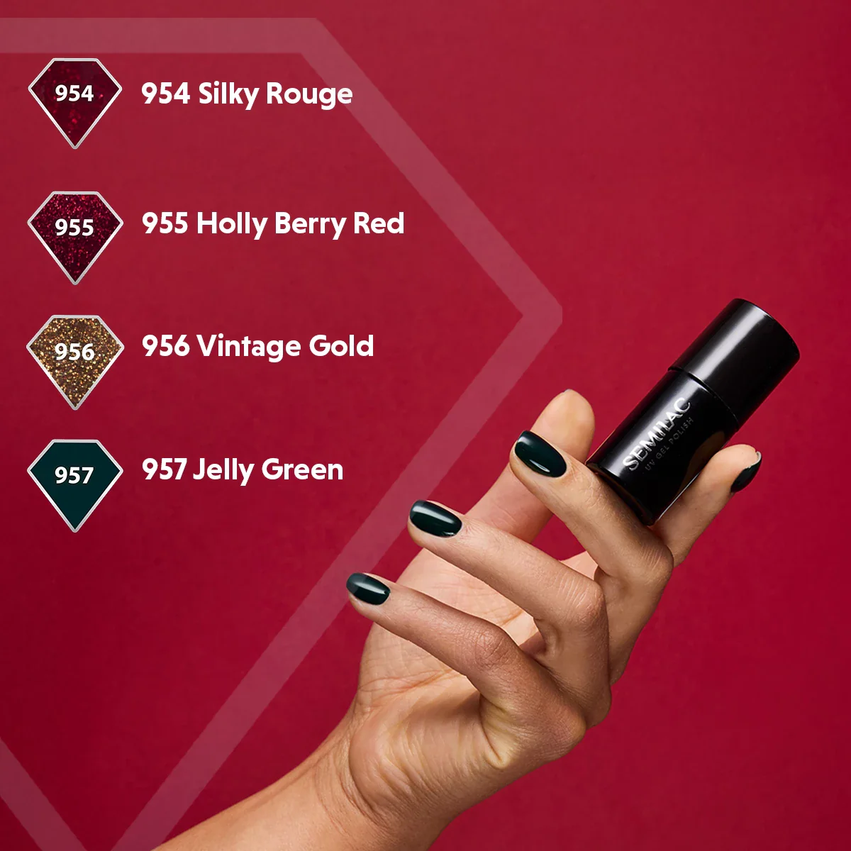 957 Jelly Green - Semilac Soak Off Gel / Hybrid Nail Polish - Image 5